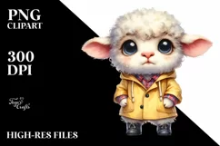 Lamb with Raincoat and Funny Haircut | Summer Clipart Product Image 3