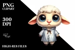 Lamb with Raincoat and Funny Haircut | Summer Clipart Product Image 3