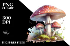 Pastel Mushroom Watercolor Splash PNG Product Image 2