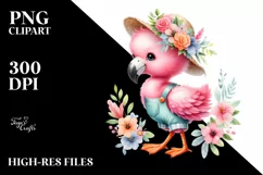 Cute Baby Flamingo Summer | Clipart Product Image 1