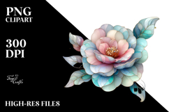 Shiny Camellia with Metallic Insertions, High-Res PNG Product Image 2