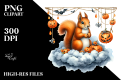 Halloween Squirrel Sitting on Cloud PNG Product Image 2
