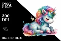 Colorful Winking Unicorn PNG Product Image 1