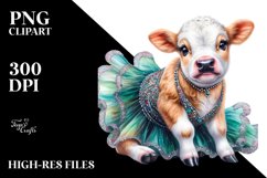 Colorful Baby Cow in Ballroom Dancer&#039;s Gown, PNG Product Image 1