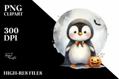 Cute Baby Penguin on Cloud for Halloween PNG Product Image 3