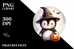 Cute Baby Penguin on Cloud for Halloween PNG Product Image 1