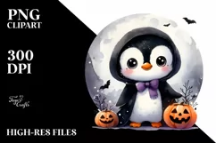 Cute Baby Penguin on Cloud for Halloween PNG Product Image 1
