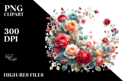 Colorful Red Roses PNG Product Image 2