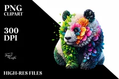 Vibrant Abstract Flowers Panda PNG Product Image 1