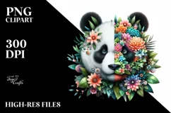 Vibrant Abstract Flowers Panda PNG Product Image 3