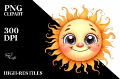 Expressive Baby Face Sun, Transparent PNG Product Image 1