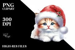 Cute Baby Cat with Santa Hat PNG Product Image 3