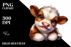 Cute Baby Highland Cow Smiling | Clipart Product Image 1