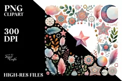 Colorful Pastel Watercolor Digital Painting with Cute Boho Product Image 2