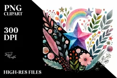 Colorful Pastel Watercolor Digital Painting with Cute Boho Product Image 2