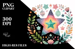 Colorful Pastel Watercolor Digital Painting with Cute Boho Product Image 2