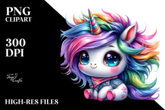 Dressed Cute Vibrant Unicorn Drawing PNG Product Image 2