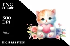 Colorful Baby Cat with Heart PNG Product Image 2