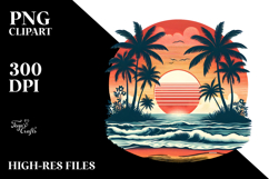 Vintage Tropical Beach Sunset Tshirt Vector Clipart Product Image 2
