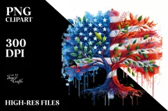 Vibrant Abstract Tree USA Flag Colors PNG Product Image 1