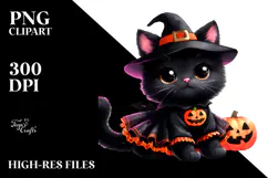 Cute Baby Black Cat for Halloween | Clipart Product Image 2