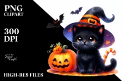 Cute Baby Black Cat for Halloween | Clipart Product Image 1