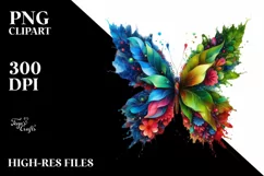Vibrant Abstract Flowers Butterfly PNG Product Image 1