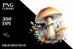Detailed Pastel Glossy Mushroom,Watercolor Splash PNG Product Image 3