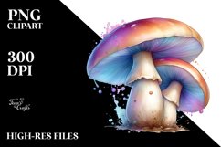 Detailed Pastel Glossy Mushroom,Watercolor Splash PNG Product Image 1