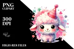 Colorful Lamb with Party Hat PNG Product Image 2