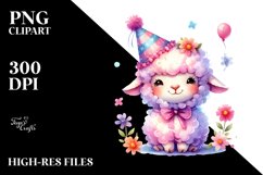 Colorful Lamb with Party Hat PNG Product Image 2