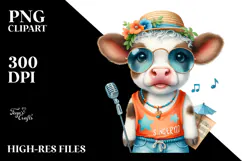 Cute Energetic Baby Cow, High-Res PNG Product Image 2