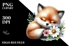 Sleeping Baby Fox PNG Product Image 2