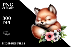 Sleeping Baby Fox PNG Product Image 2