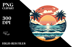 Retro Tropical Beach Sunset Tshirt Style Clipart Product Image 2
