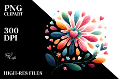 Colorful Flower with Heart Petals PNG Product Image 2