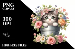 Baby Cat with Flowers PNG Product Image 3
