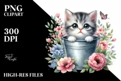Baby Cat with Flowers PNG Product Image 3