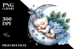 Baby Peacock Dressed Sleeping on Moon Product Image 2