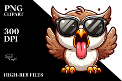 Playful Owl with Oversized Sunglasses PNG Product Image 2