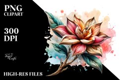 Abstract Gardenia Watercolor Splash Clipart Product Image 3