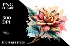 Abstract Gardenia Watercolor Splash Clipart Product Image 3