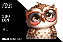 Ridiculously Cute Cartoon Owl with Oversized Sunglasses PNG Product Image 2