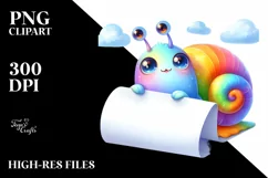 Colorful Baby Snail Looking Over White Paper | Clipart Product Image 3