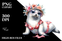 Digital Watercolor Adorned Baby Seal PNG Product Image 2