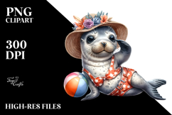 Digital Watercolor Baby Turtle in Beachwear, High-Res PNG Product Image 2