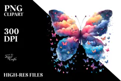 Colorful Butterfly, Silhouettes PNG Product Image 2