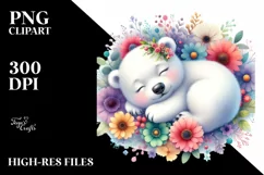 Colorful Baby Polar Bear Sleeping Clipart Product Image 1