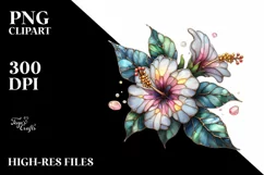 Watercolor Wooden Small Stained Hibiscus | Clipart Product Image 3