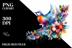 Vibrant Bird Made of Flowers | Clipart Product Image 1